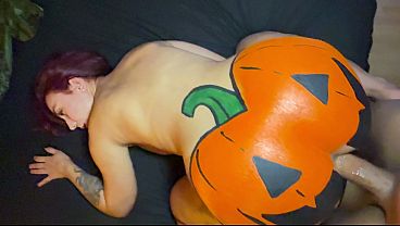 THE EXOTIC - Big Ass Halloween Pumpkin Gets Anal Creampie