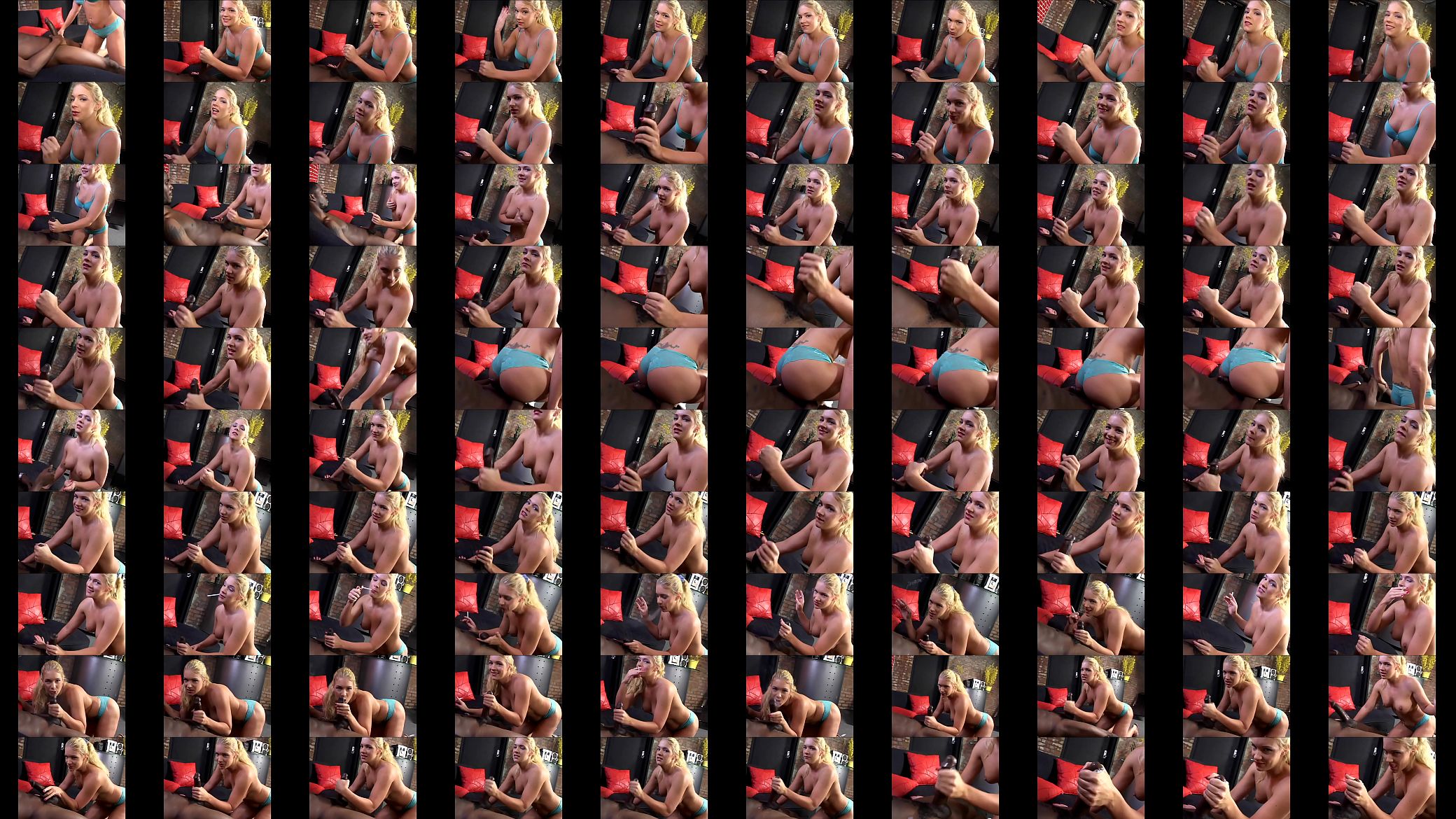 Curious fair-haired cutie Heidi Mayne is happy to pull at black dude&#039;s huge cigarette 预览图