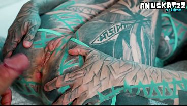 Download Video - ANAL loving hippie gets fucked and cum covered by tattooed guy with big cock