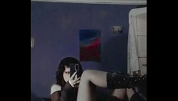 Goth Latina, dildo, boots and uncensored masturbation