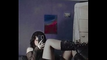 Goth Latina, dildo, boots and uncensored masturbation