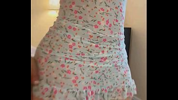 real cleaner with sexy dress chosen by her client doing chores