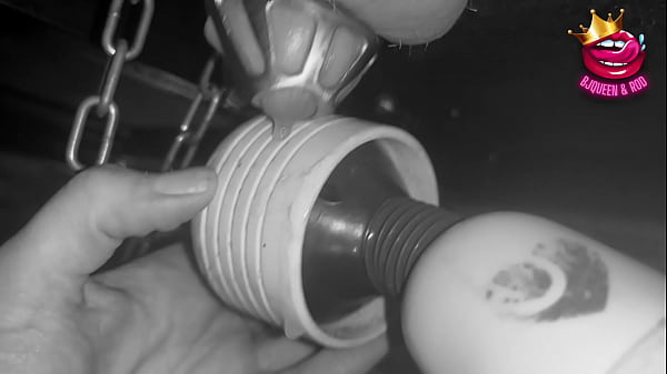 Mistress milks locked cock using magic wand