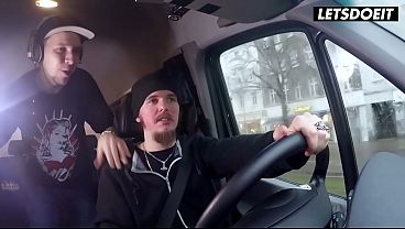 Slim Blonde Picked Up in a Van... He Puts His Hand on Her Thigh and She Doesn't Pull Away