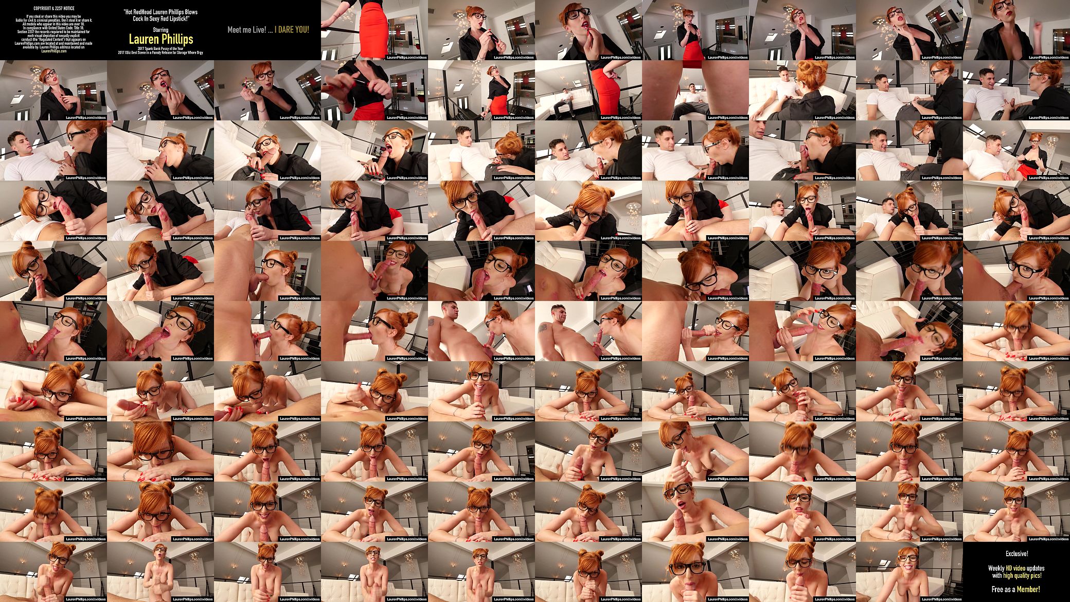 Hot RedHead Lauren Phillips Blows Cock In Sexy Red Lipstick! 预览图