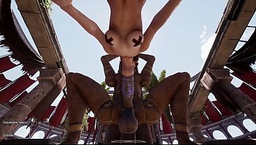 The ancient statue woke up and began to pound Lara in all her holes, filling her with sperm. 3D Hentai Game