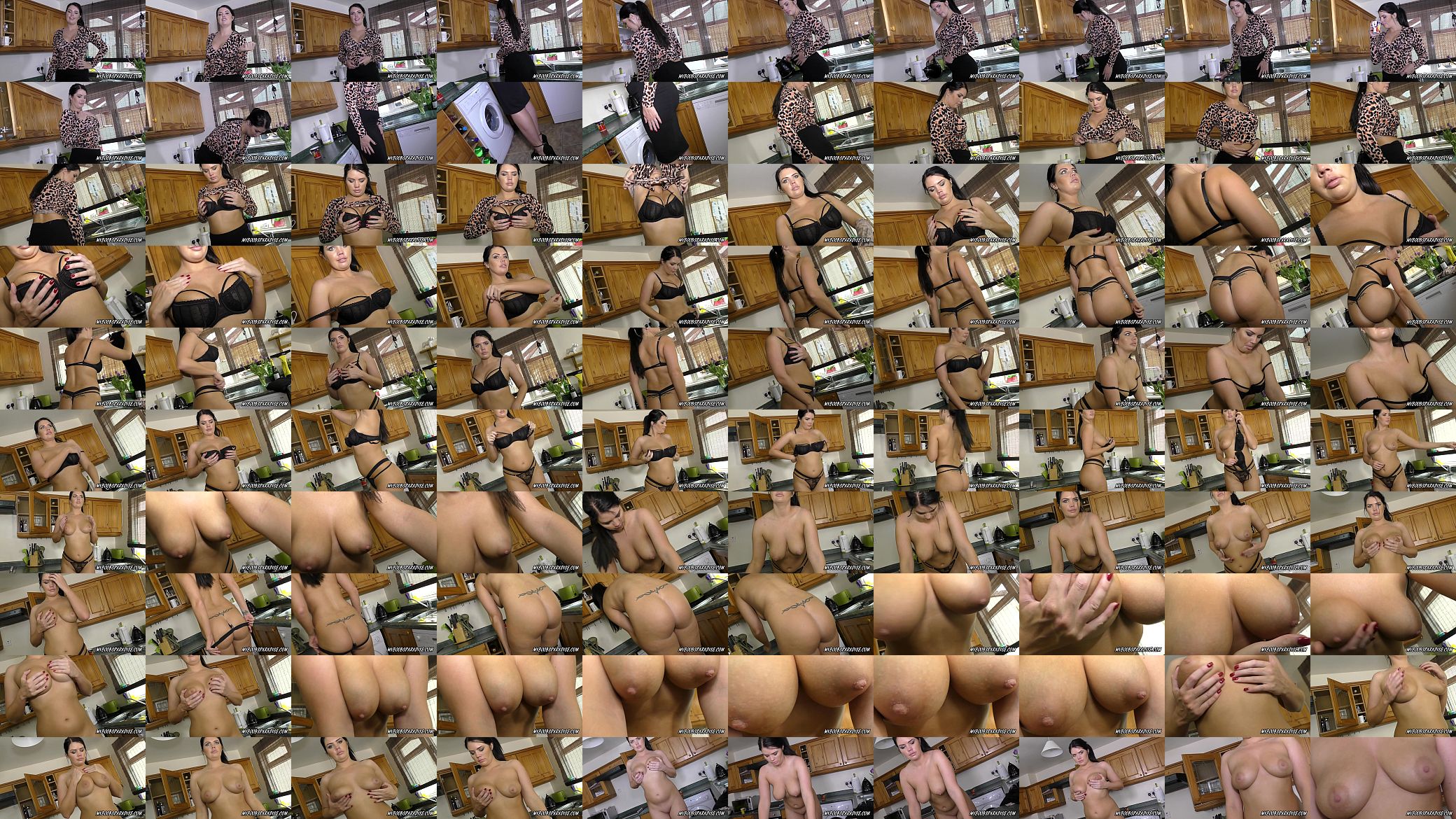 Busty babe Kelly in kitchen play with her perfect boobs 预览图