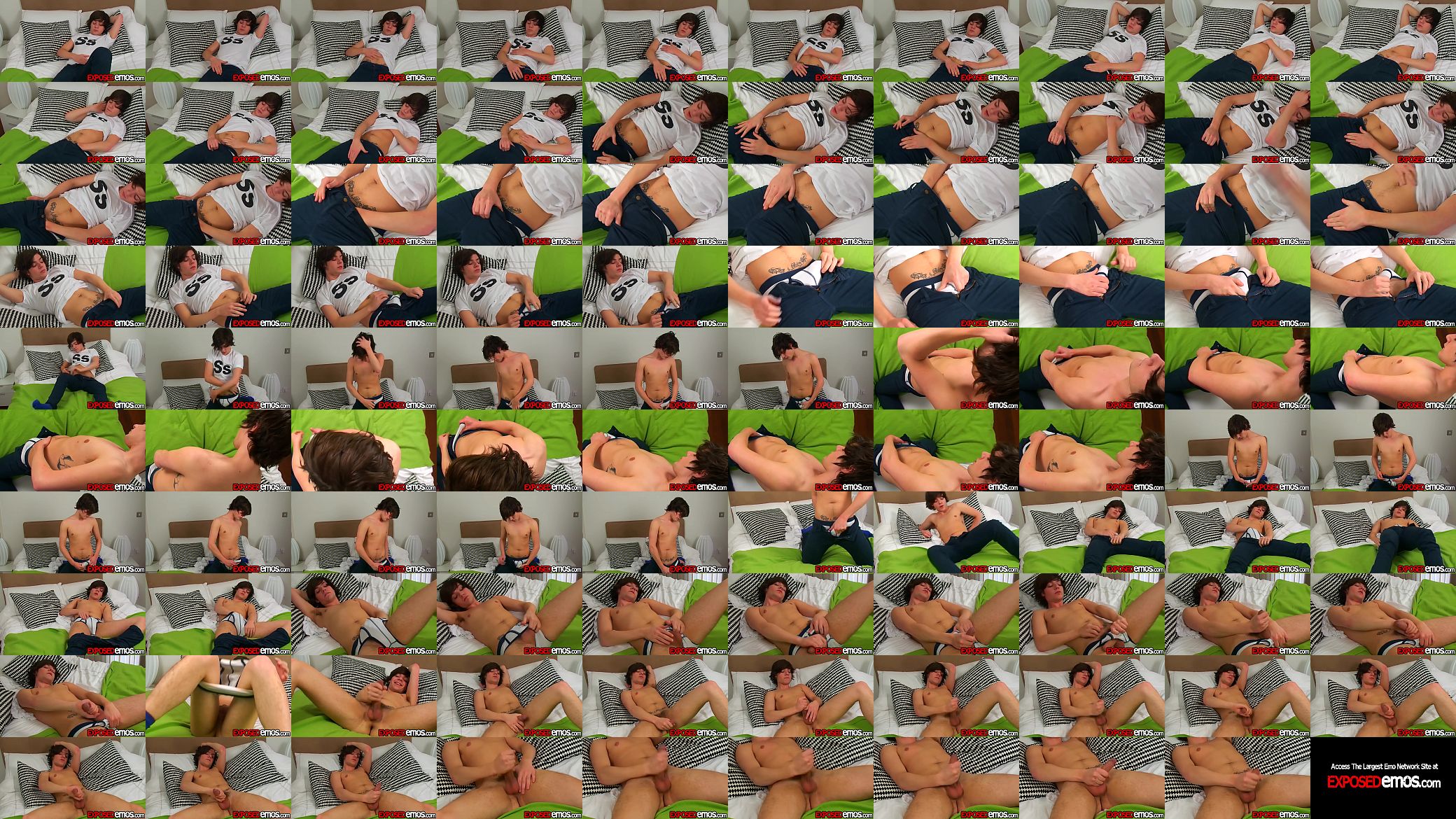 Young emo dude strokes his cock after getting really horny 预览图