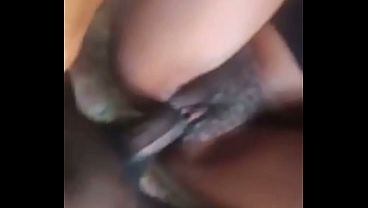 A hot strong black dick piping a black petite girlfriend to cream pie.