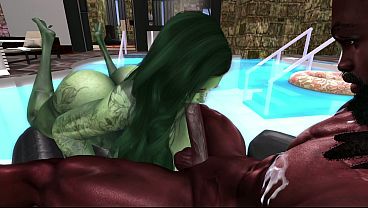 Second Life Black man fucks she hulk