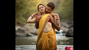 Desi BHABHI boobs press romance by devar