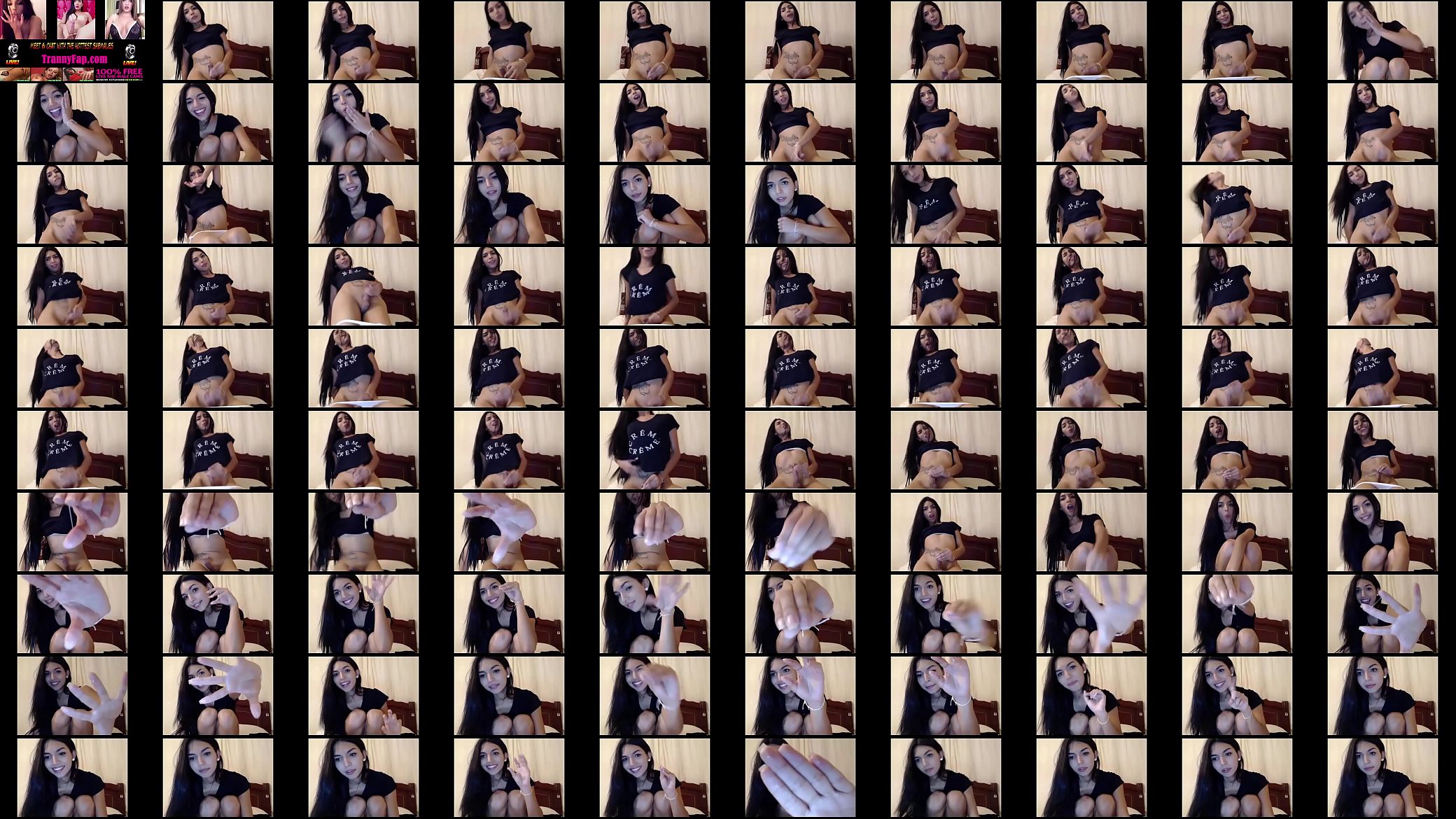 Young brunette tranny masturbates on webcam 预览图