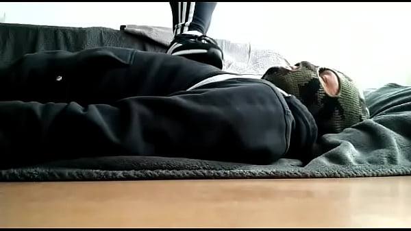 Sub boy under Goddess sneakers