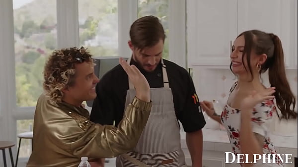 Delphine Films- April Olsen's Naughty Cooking Show Turns Into a Sexy THREESOME