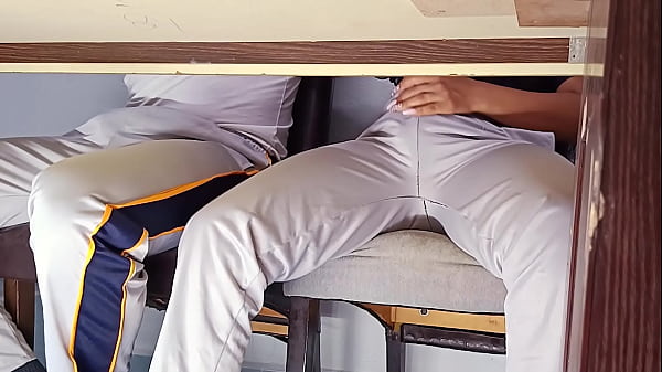 Forbidden Passion: Hot Student Teasing and Touching Under the Table