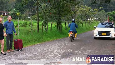 A STRANGER PICKS UP A MARRIED COUPLE ON THE ROAD AND ENDS UP FUCKING THE WIFE IN THE ASS BY MISTAKE WHILE HER HUSBAND IS RIGHT NEXT TO THEM.