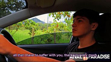 A STRANGER PICKS UP A MARRIED COUPLE ON THE ROAD AND ENDS UP FUCKING THE WIFE IN THE ASS BY MISTAKE WHILE HER HUSBAND IS RIGHT NEXT TO THEM.