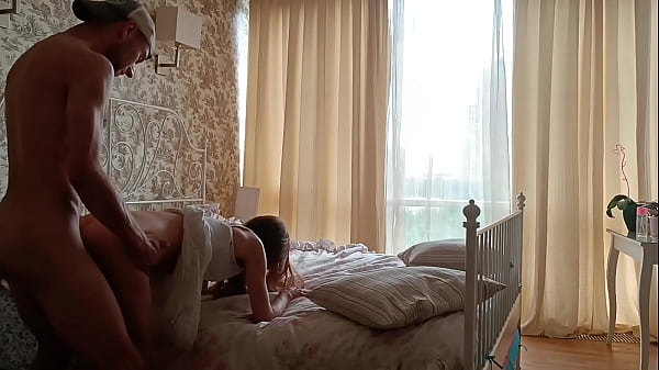 Skinny couple fuck really hard in the morning