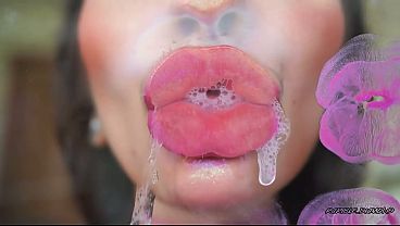 Nasty Messy Purple Lipgloss Kiss   Spit Kissing
