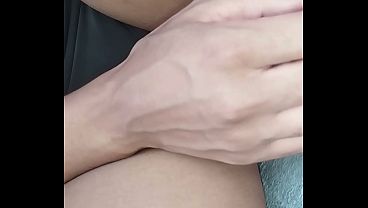 Girlfriend masturbating and showing off her pussy in public.