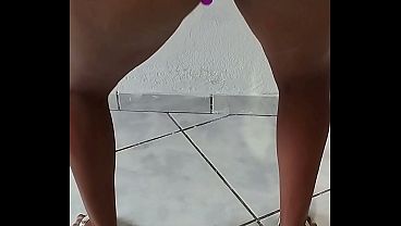 Girlfriend masturbating and showing off her pussy in public.