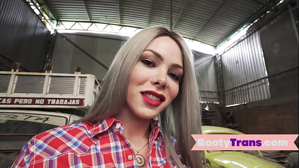 Big ass booty tgirl doggystyled by mechanic