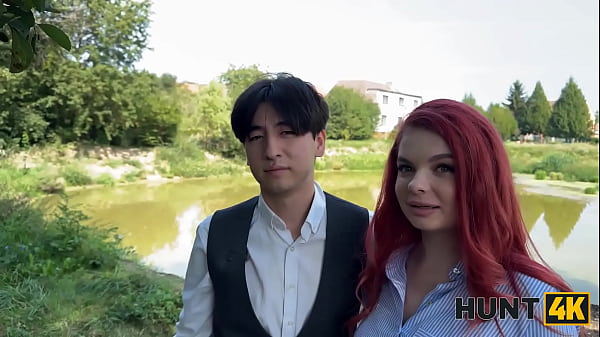Download Video - HUNT4K&period; Little redhead whore with natural tits showed her sex skills in public in front of her BF