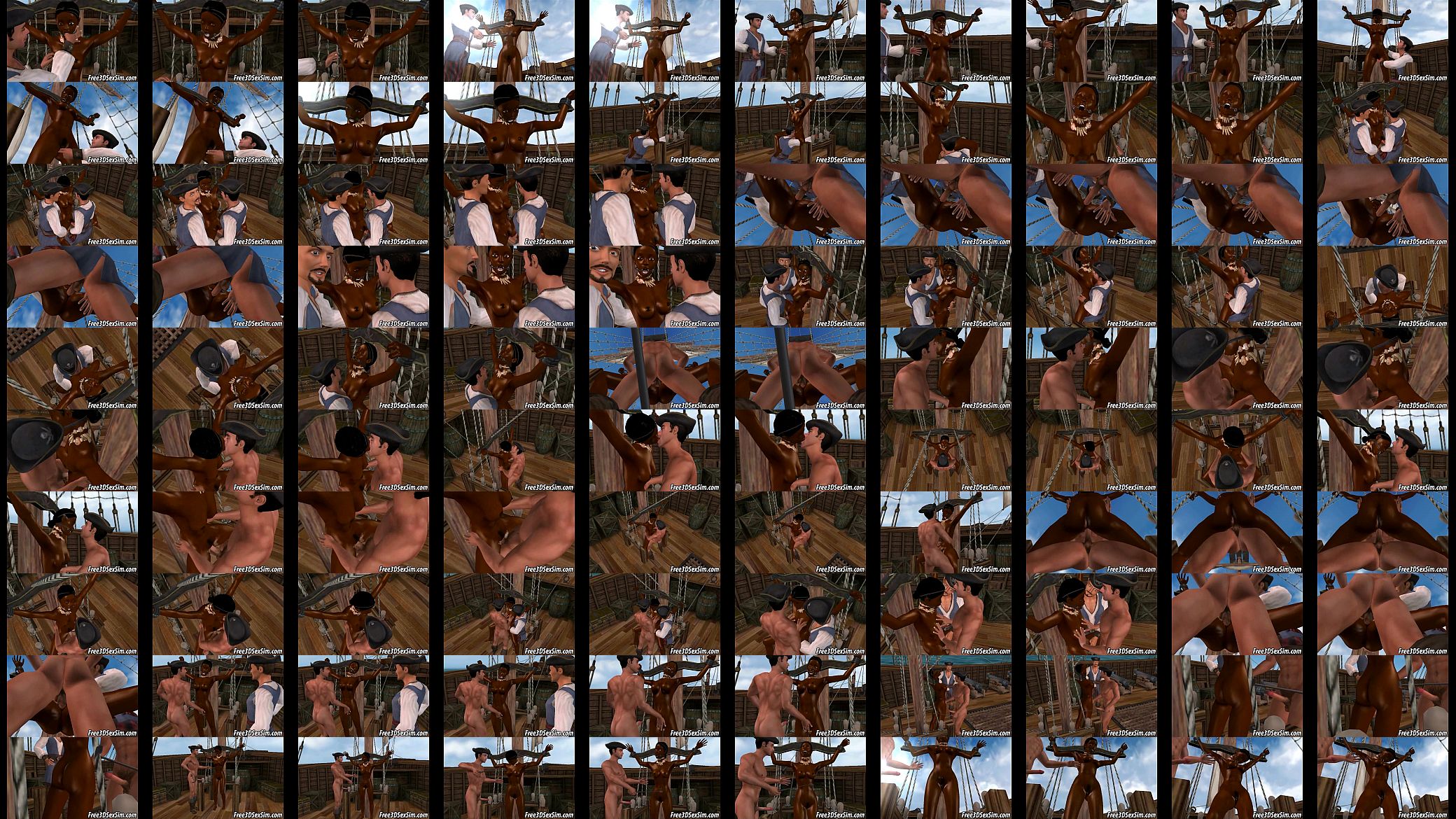 Hot 3D ebony babe gets double teamed by pirates 预览图