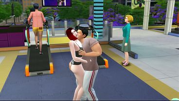 Sims 4 - Redhead likes to be fucked at the gym by two guys