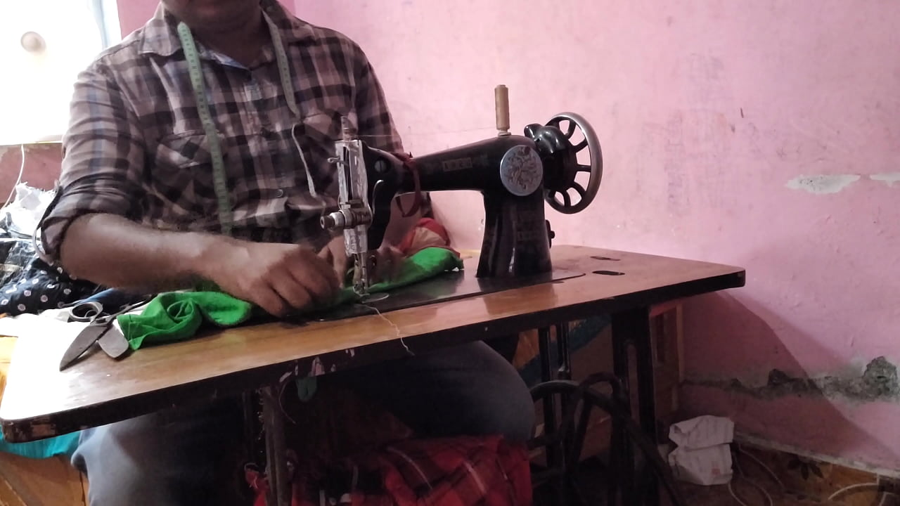 Sex in green colour saree panty