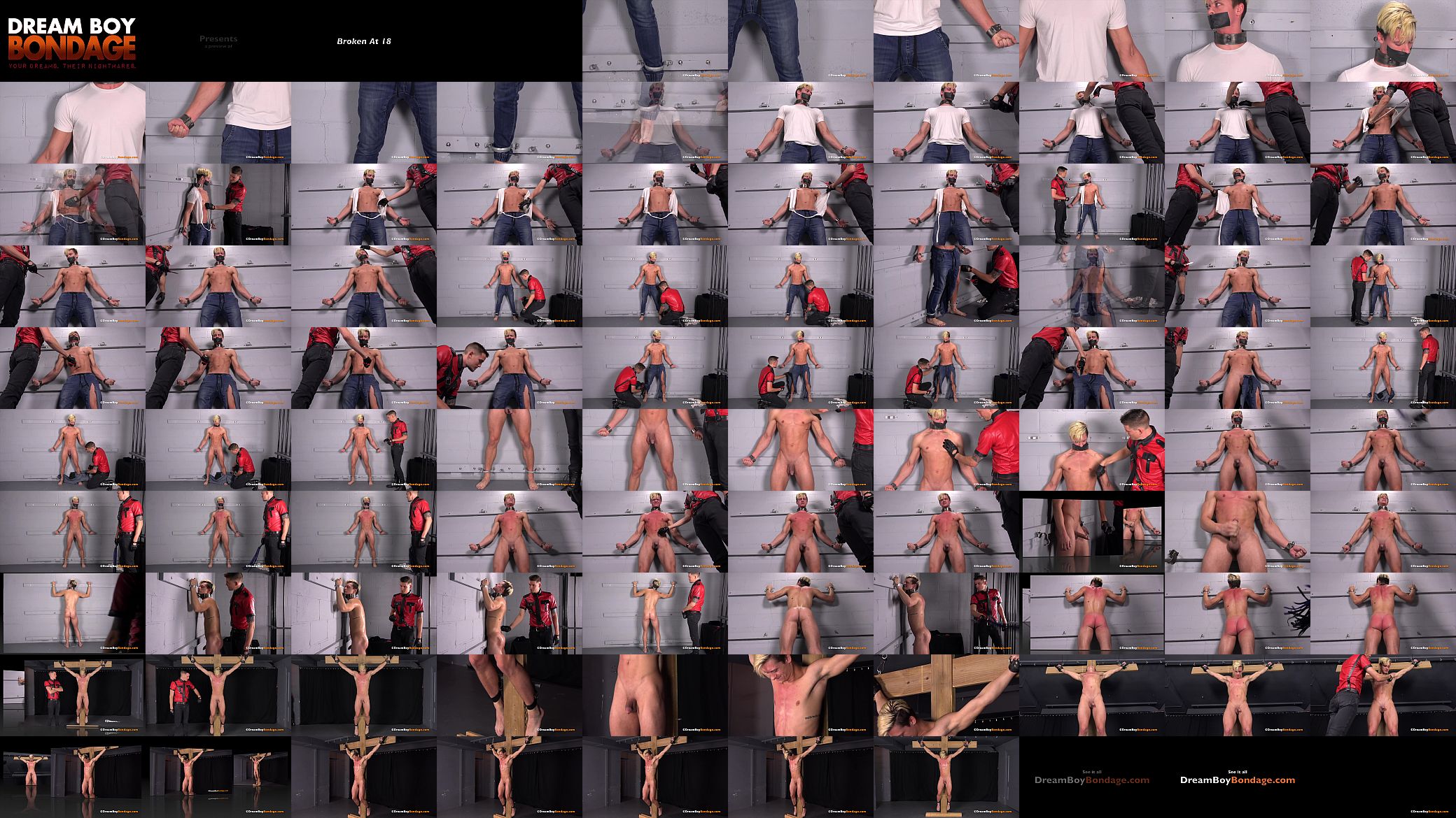 Young Twink Jock Stripped &amp; Crucified - Gay Bondage BDSM - DreamBoyBondage.com 预览图