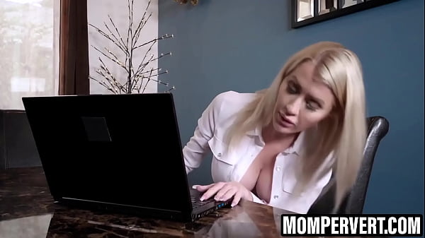 Naughty blonde stepmom with big tits Katie Monroe POV riding stepsons huge dick and missionary hard fucked after sensual blowjob.