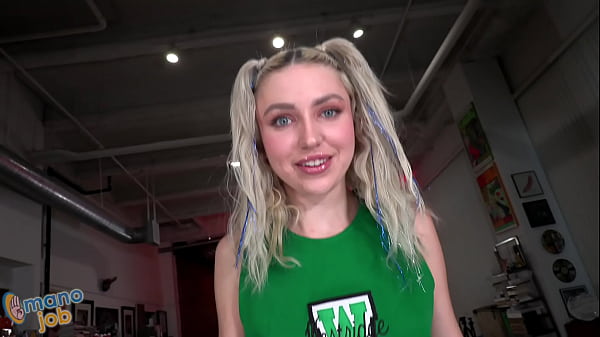 Eighteen year old blonde cheerleader Britt Blair notices coach has a boner!