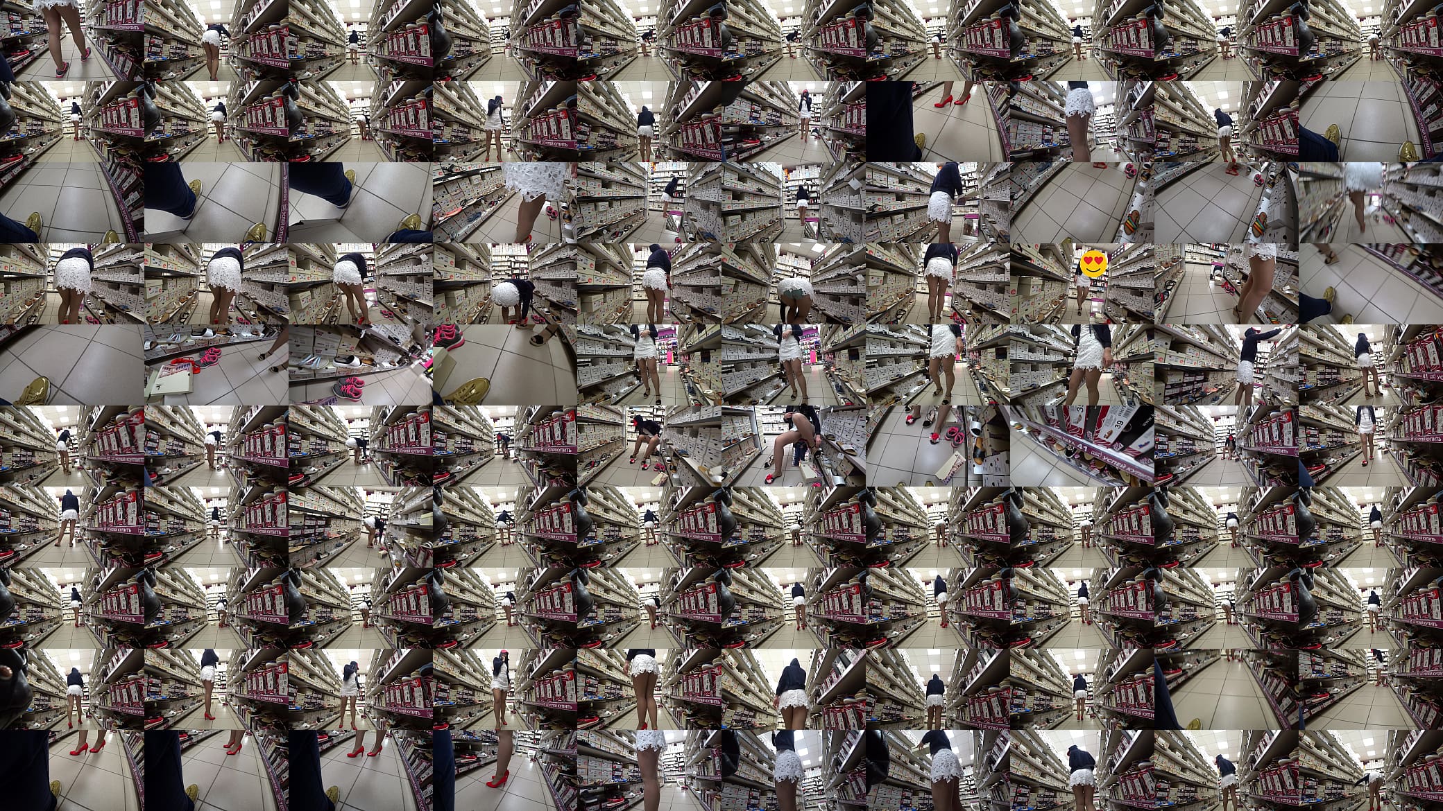 Peeping in a public store for a gorgeous ass under the skirt and nice legs in nylon pantyhose. Amateur foot fetish in a shoe store. 预览图