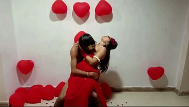 Newly Married Indian Wife In Red Sari Celebrating Valentine With Her Desi Husband - Full Hindi Best XXX