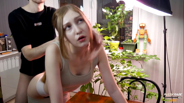Hard Fucked A Beauty in Leggings on the Table and Cum on Her Face