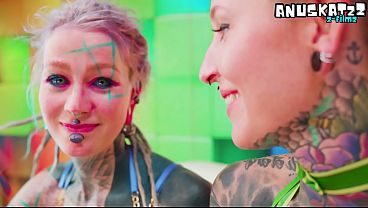 ALT Tattooed cuties in LATEX lesbian fuck with STRAP ON and german DIRTY TALK