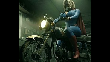  Supergirl On Old Honda Bike 3d Animated Blender Render
