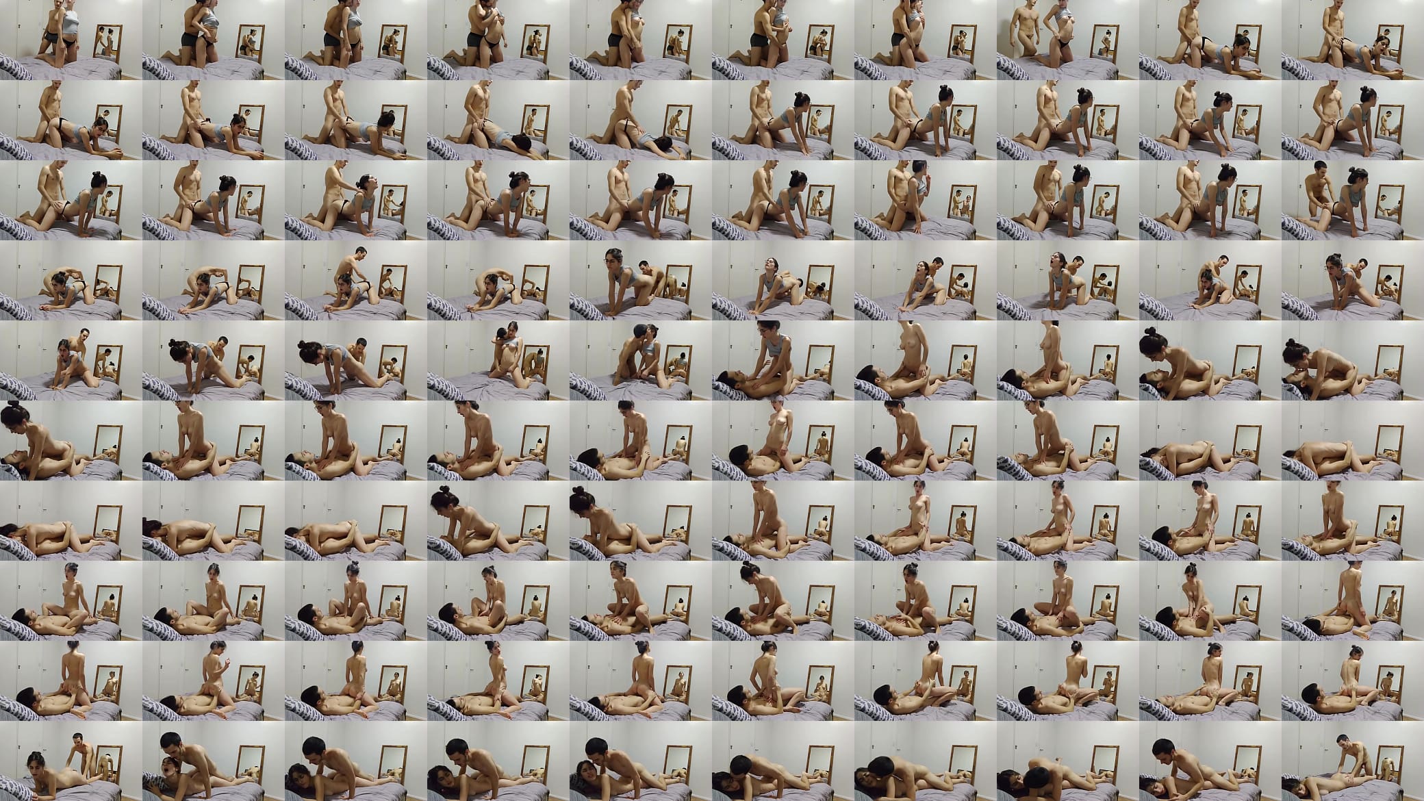 Hot Teens get Freaky in Front of a Mirror - Amateur Sex and Creampie 预览图