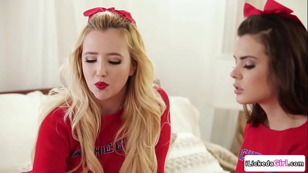 Blonde lesbian cheerleader licking new members hairy pussy'