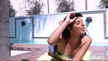 Two Gorgeous Babes Strip Down and Tease Poolside at Luxury Mansion