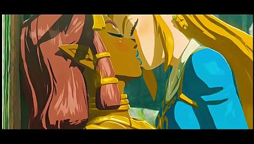 Princess Zelda x Riju lesbian kissing (The legend of Zelda: Tears of Kingdom  AI generated)