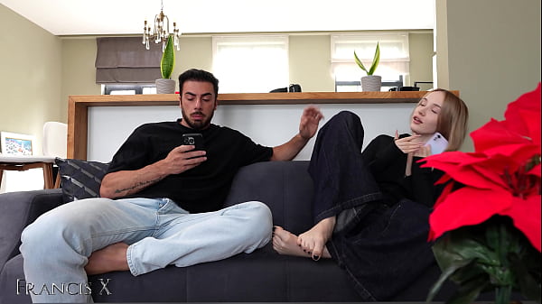 Horny Blonde Gets Fucked Hard on the Couch While Talking to Her Boyfriend
