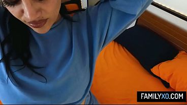Curvy latina stepmom Mona Azar gives a good luck fuck to her stepson
