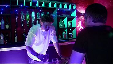 The two join in to get fucked on the prof's desk and then suck his dick together until...