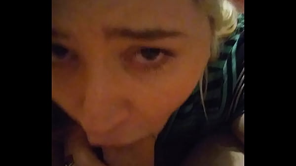 Sexy young blonde gagging on thick white cock