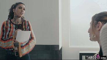 MILF biology teacher tutors horny teen couple about bisexual sex