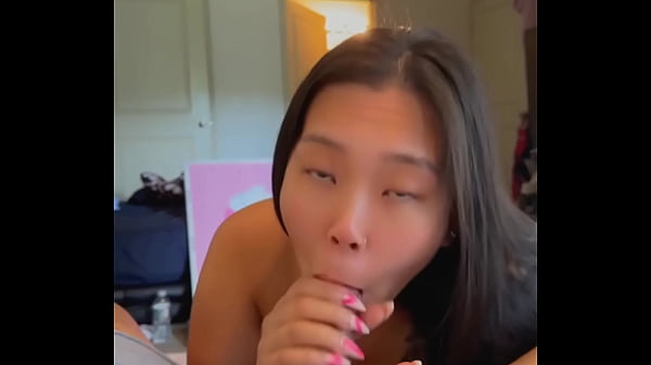 down on my knees giving a blowjob like a good asian slut HUGE CUMSHOT IN MOUTH