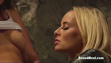 Two Hot Lesbian Slaves In Panties Touched By Dom Mistress