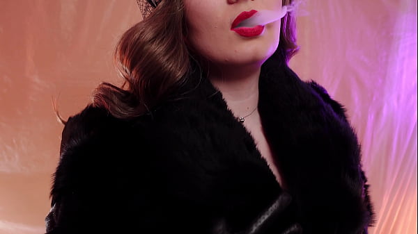 FemDom ASMR video: fur fetish Mistress in leather gloves
